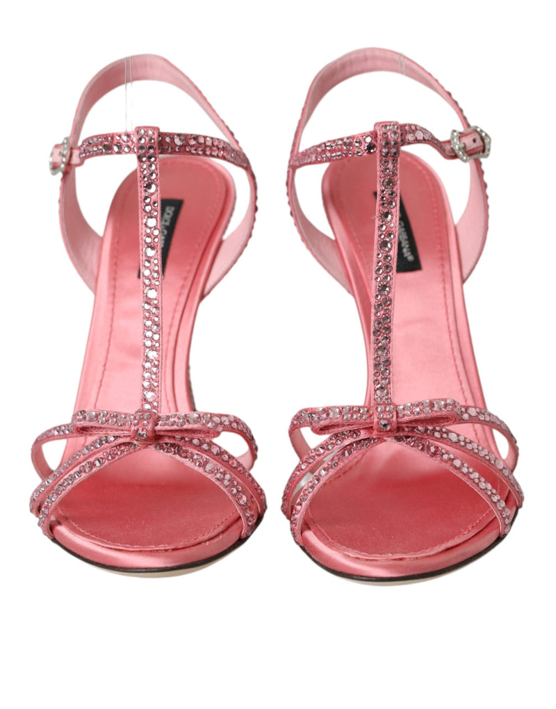 Pink Strass Ankle Strap Heels Sandals Shoes Dolce & Gabbana