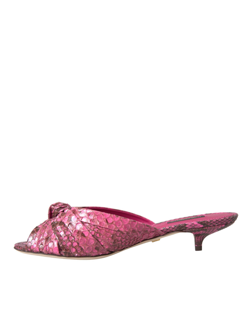 Pink Exotic Leather Kitten Heels Slides Shoes Dolce & Gabbana