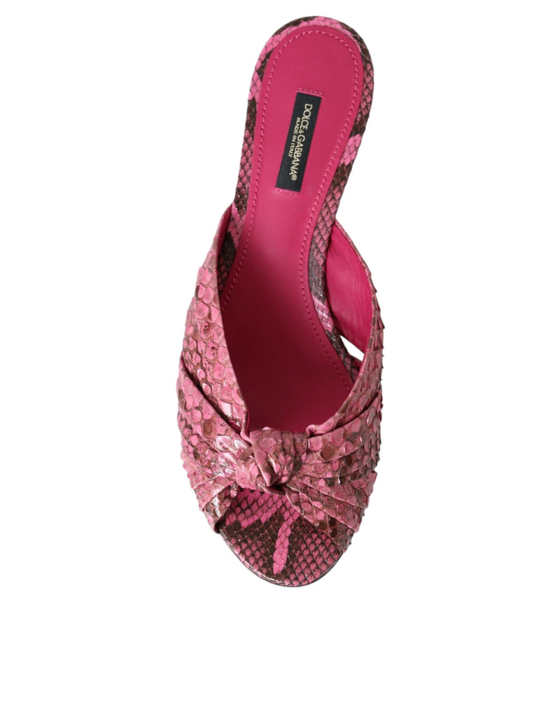 Pink Exotic Leather Kitten Heels Slides Shoes Dolce & Gabbana