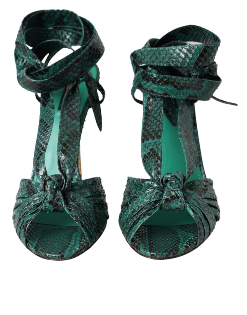 Green Exotic Leather Heels Sandals Shoes Dolce & Gabbana