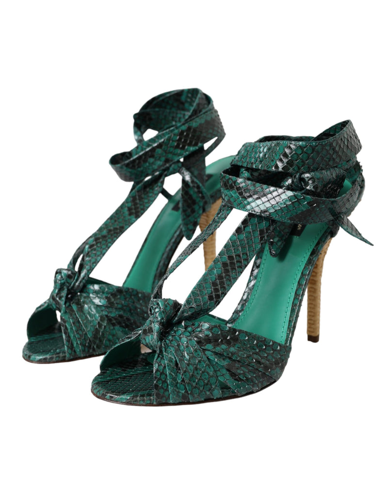 Green Exotic Leather Heels Sandals Shoes Dolce & Gabbana