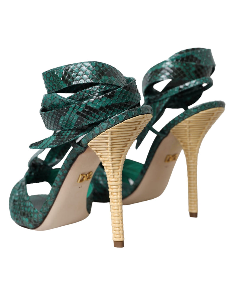 Green Exotic Leather Heels Sandals Shoes Dolce & Gabbana