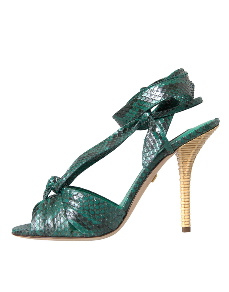 Green Exotic Leather Heels Sandals Shoes Dolce & Gabbana