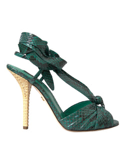 Green Exotic Leather Heels Sandals Shoes Dolce & Gabbana