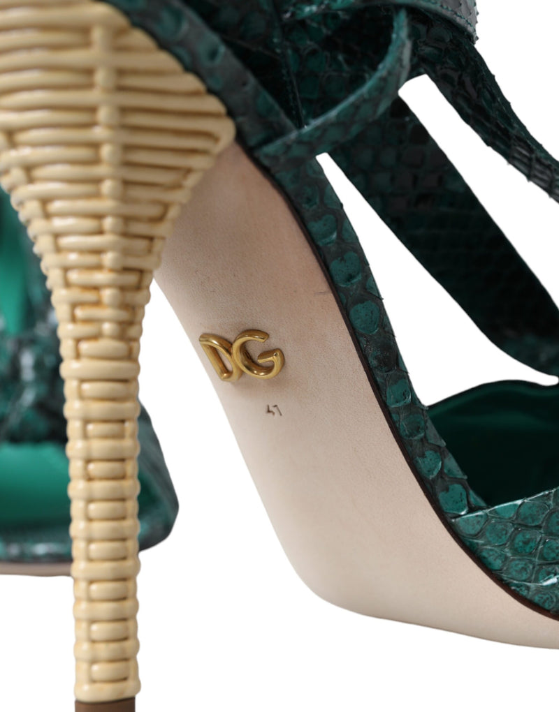 Green Exotic Leather Heels Sandals Shoes Dolce & Gabbana