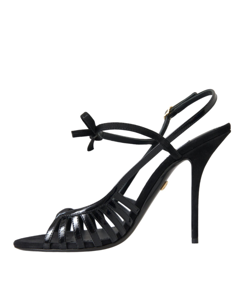 Black Sandals Stilettos Suede Strap Shoes Dolce & Gabbana