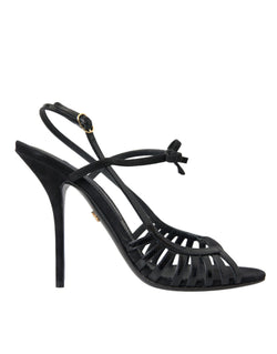 Black Sandals Stilettos Suede Strap Shoes Dolce & Gabbana