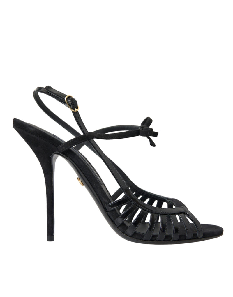 Black Sandals Stilettos Suede Strap Shoes Dolce & Gabbana