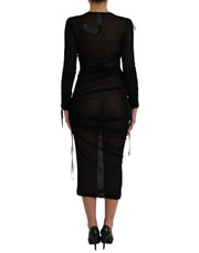 Black Sheer Bodycon Sheath Midi Dress Dolce & Gabbana