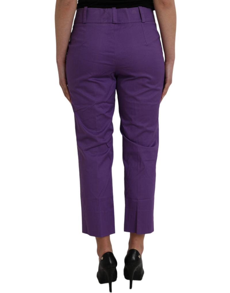 Purple Cotton MidWaist Straight Cropped Pants BENCIVENGA