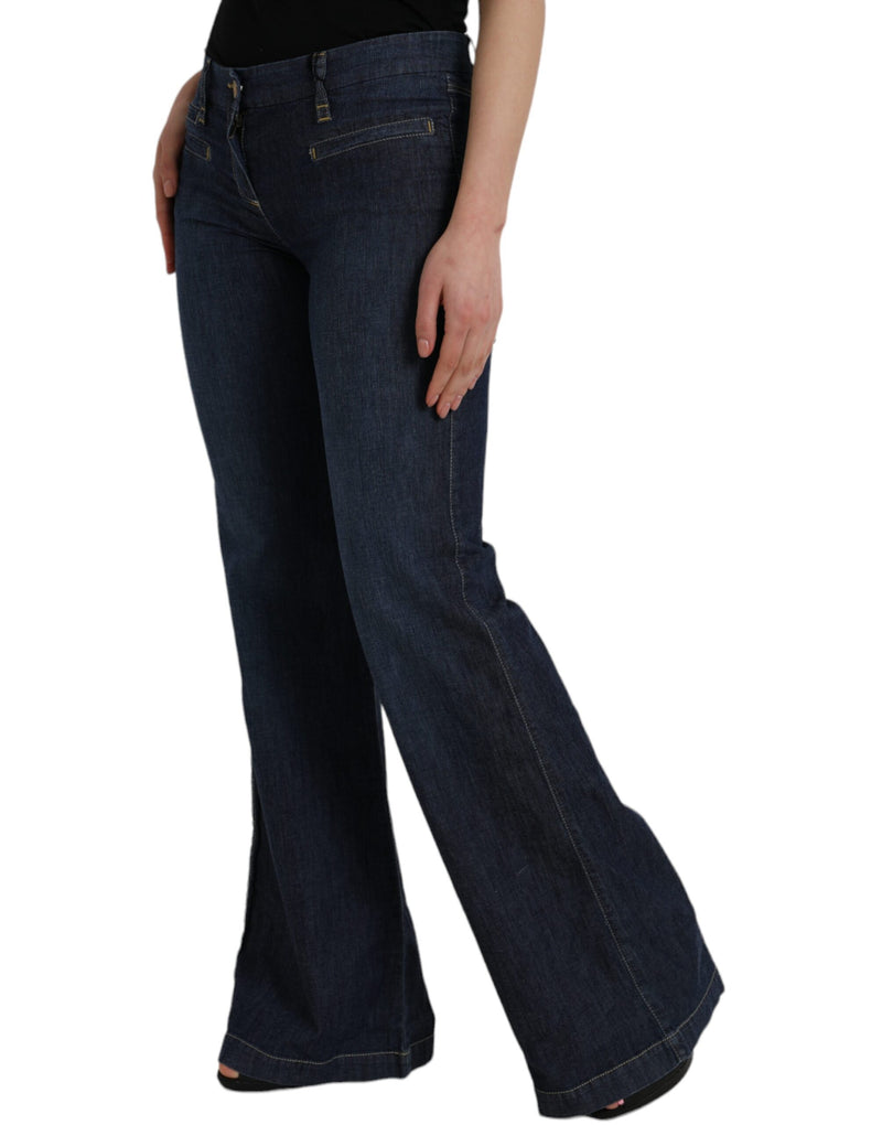 Dark Blue Cotton Bootcut Denim Jeans PLEIN SUD