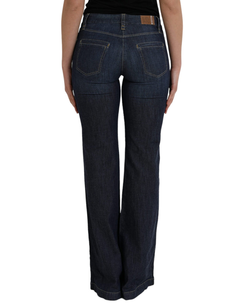 Dark Blue Cotton Bootcut Denim Jeans PLEIN SUD