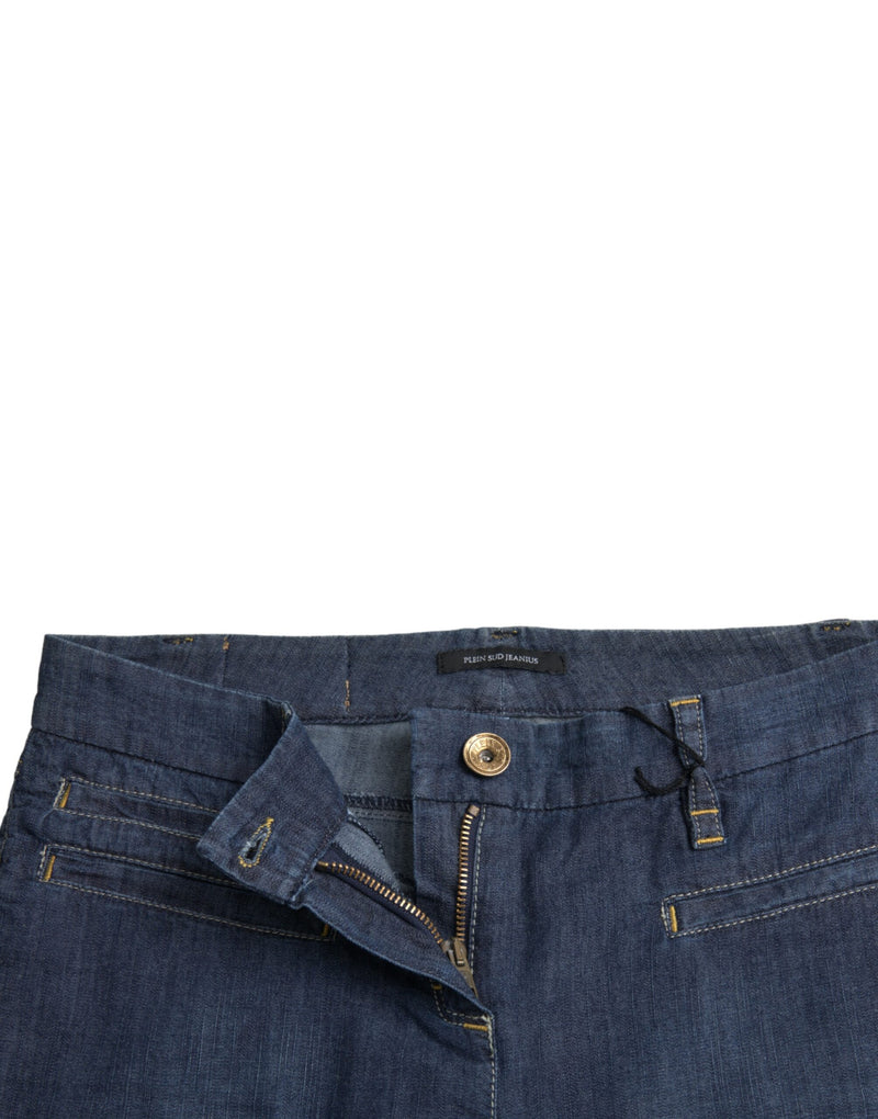 Dark Blue Cotton Bootcut Denim Jeans PLEIN SUD