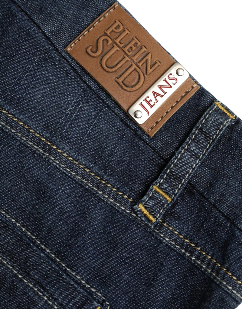 Dark Blue Cotton Bootcut Denim Jeans PLEIN SUD