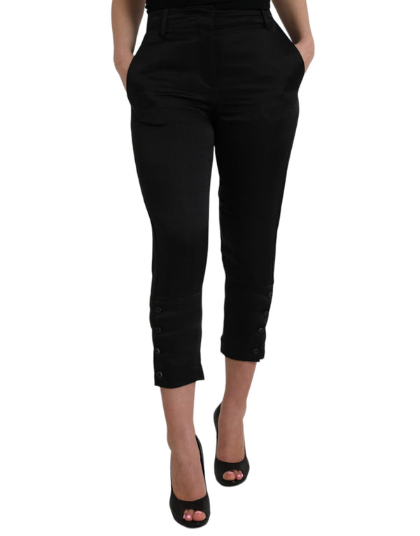 Black High Waist Capri Cropped Pants Ermanno Scervino