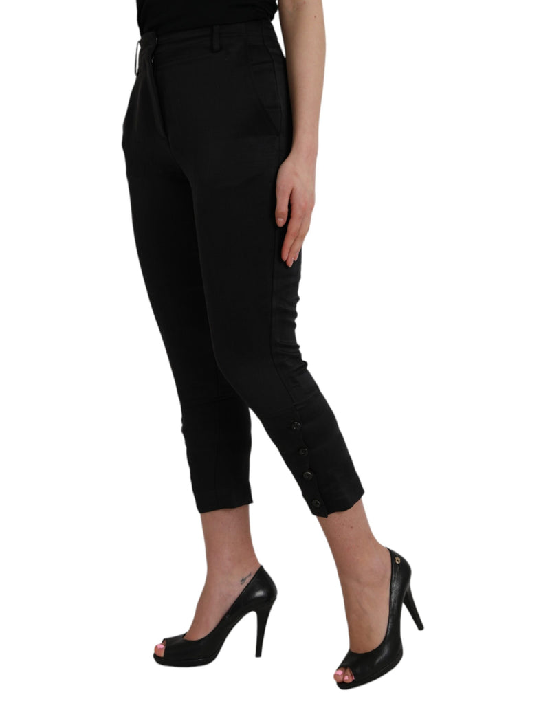 Black High Waist Capri Cropped Pants Ermanno Scervino