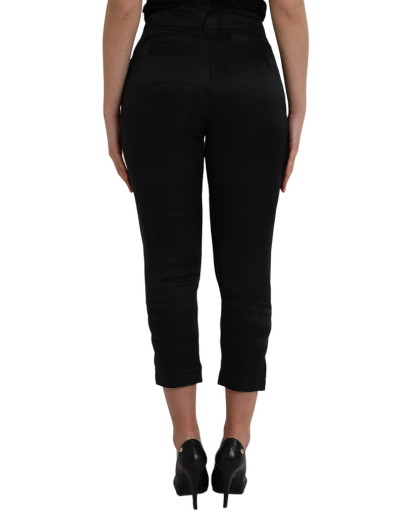 Black High Waist Capri Cropped Pants Ermanno Scervino