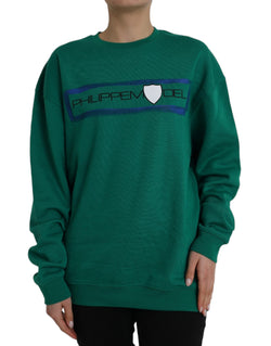 Green Cotton Logo Print Long Sleeves Pullover Sweater Philippe Model