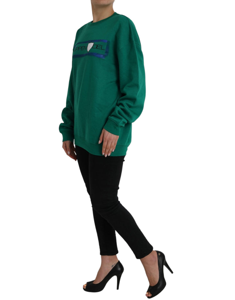 Green Cotton Logo Print Long Sleeves Pullover Sweater Philippe Model