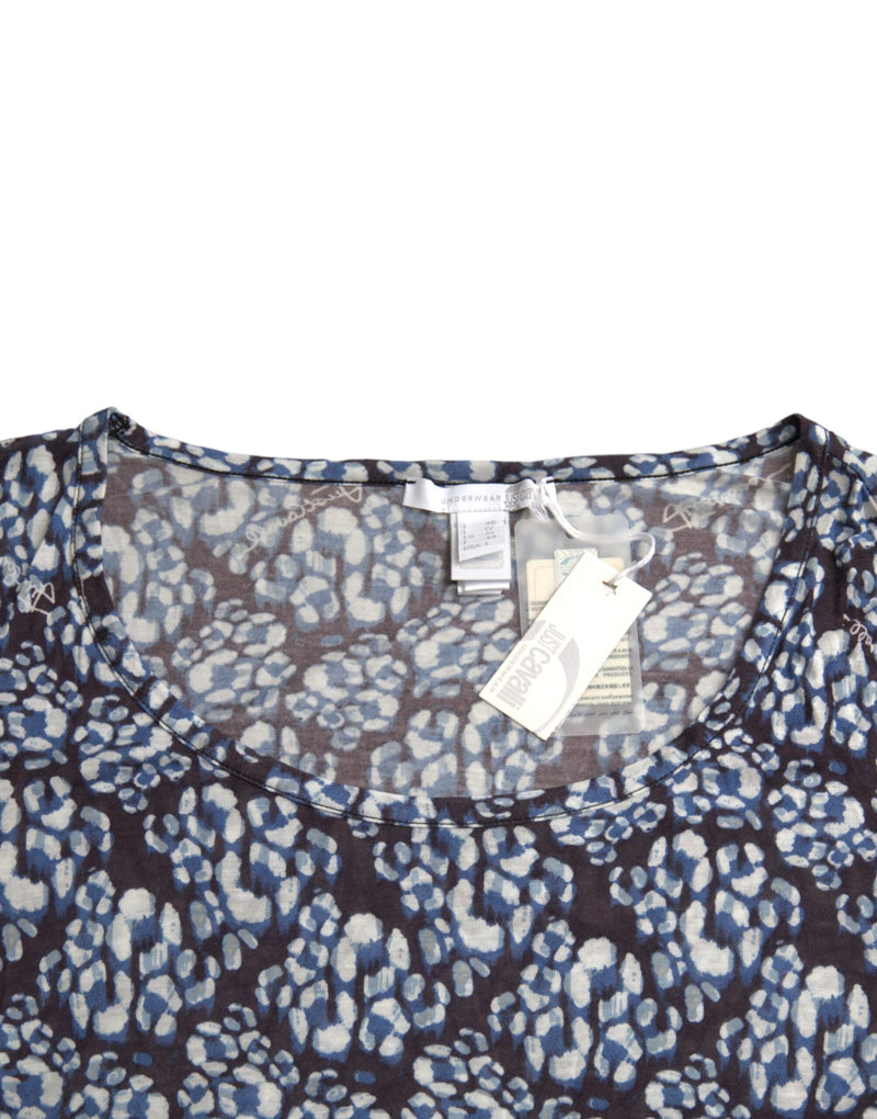 Blue Floral Lace Long Sleeves Top Underwear Blouse Just Cavalli