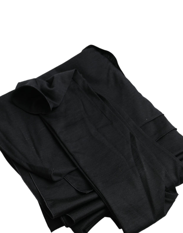 Black Wool Cutout Asymmetric Long Sleeve Top Dolce & Gabbana