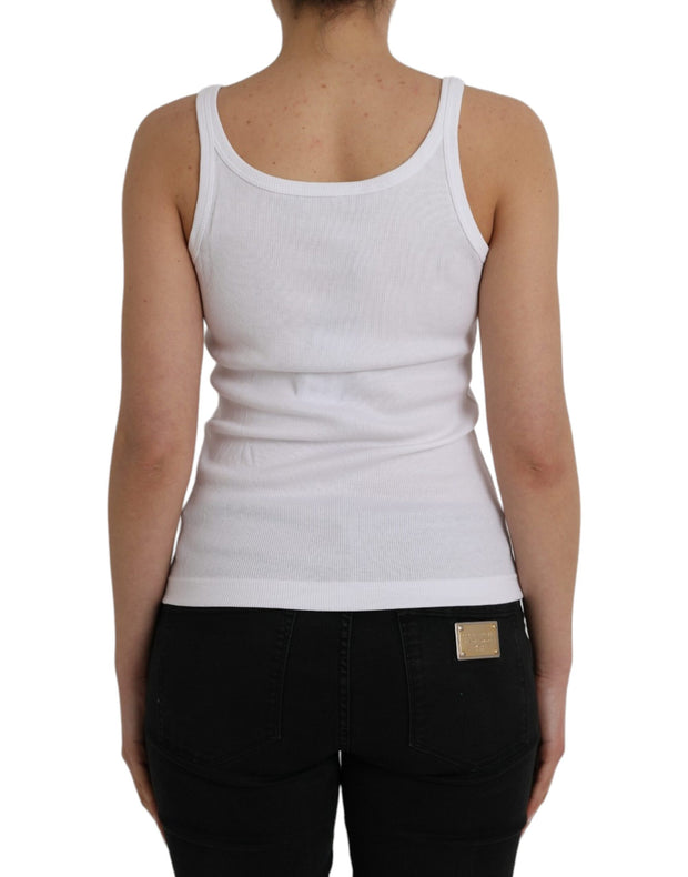 White St. Tropez Cotton Sleeveless Tank Top Dolce & Gabbana