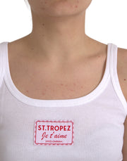 White St. Tropez Cotton Sleeveless Tank Top Dolce & Gabbana