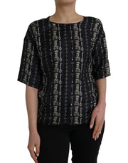 Black Key Castle Print Silk Blouse T-shirt Dolce & Gabbana