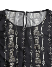 Black Key Castle Print Silk Blouse T-shirt Dolce & Gabbana