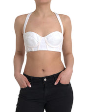 White Viscose Bustier Sleeveless Cropped Top Versace