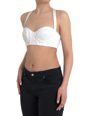 White Viscose Bustier Sleeveless Cropped Top Versace