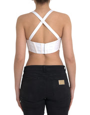 White Viscose Bustier Sleeveless Cropped Top Versace