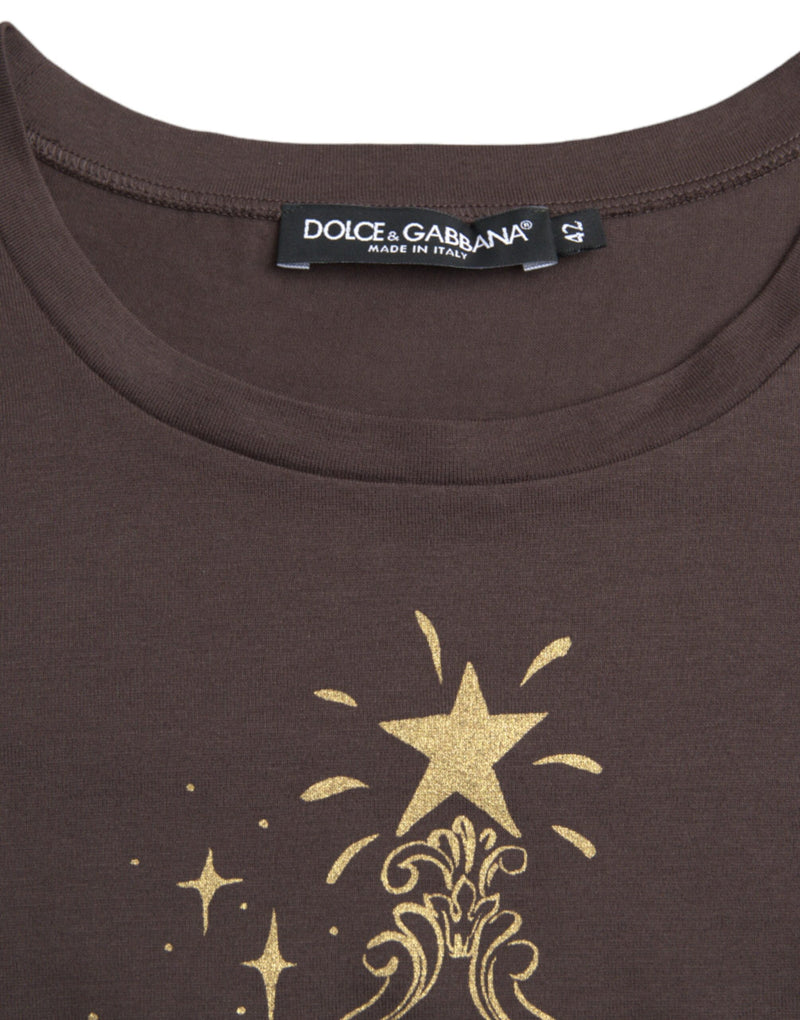 Brown Crewneck 2017 Motive Print T-shirt Dolce & Gabbana