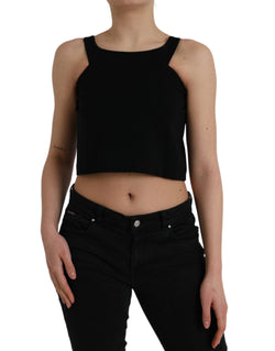 Black Sleeveless Round Neck Cropped Tank Top Dolce & Gabbana