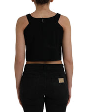 Black Sleeveless Round Neck Cropped Tank Top Dolce & Gabbana