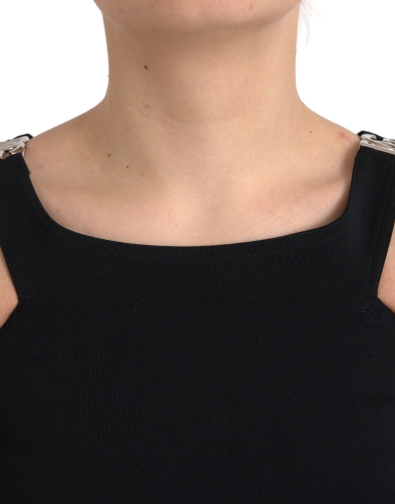 Black Sleeveless Round Neck Cropped Tank Top Dolce & Gabbana