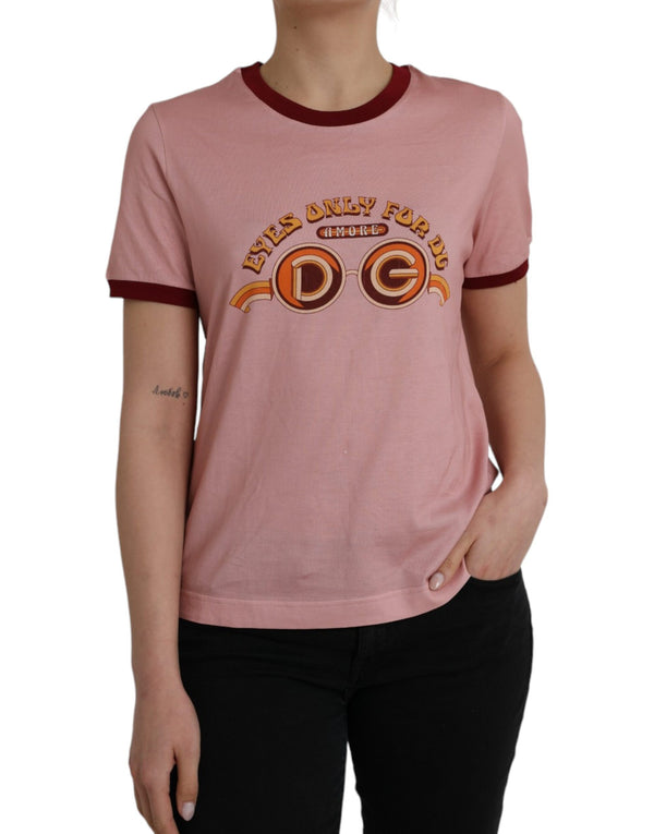 Pink Cotton Short Sleeves Crew Neck T-shirt Dolce & Gabbana