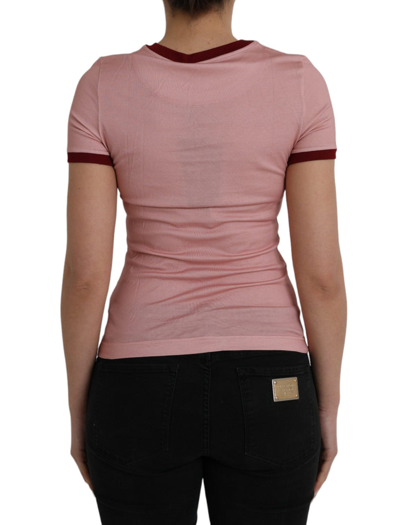 Pink Cotton Short Sleeves Crew Neck T-shirt Dolce & Gabbana