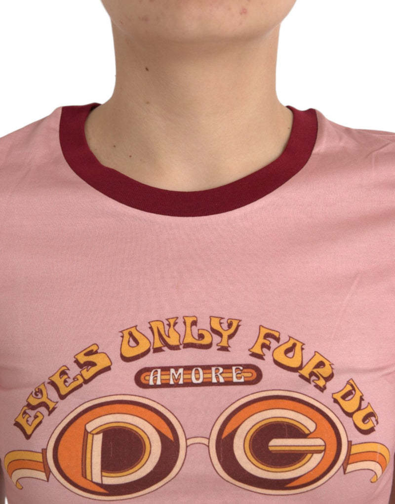 Pink Cotton Short Sleeves Crew Neck T-shirt Dolce & Gabbana