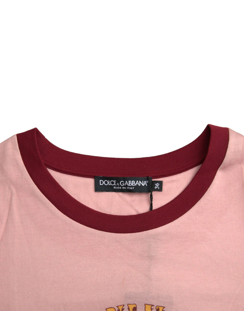 Pink Cotton Short Sleeves Crew Neck T-shirt Dolce & Gabbana