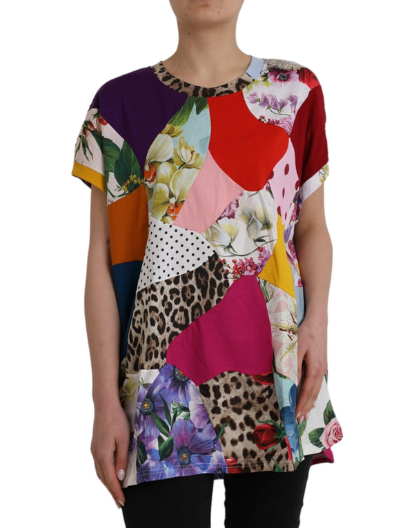 Multicolor Patchwork Cotton Silk Blouse Top Dolce & Gabbana