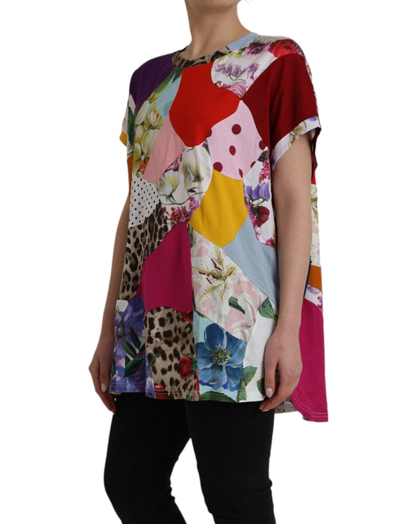 Multicolor Patchwork Cotton Silk Blouse Top Dolce & Gabbana