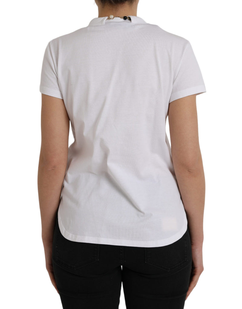 White Cotton Necklace Short Sleeves T-shirt Dolce & Gabbana