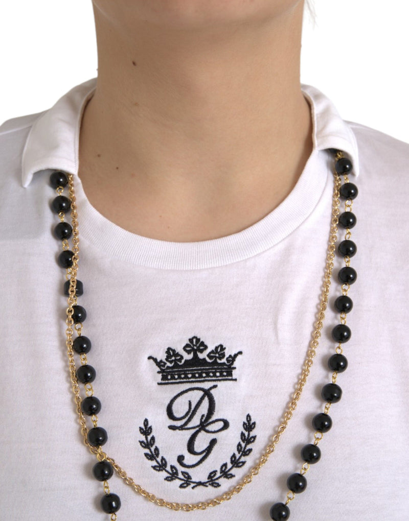 White Cotton Necklace Short Sleeves T-shirt Dolce & Gabbana