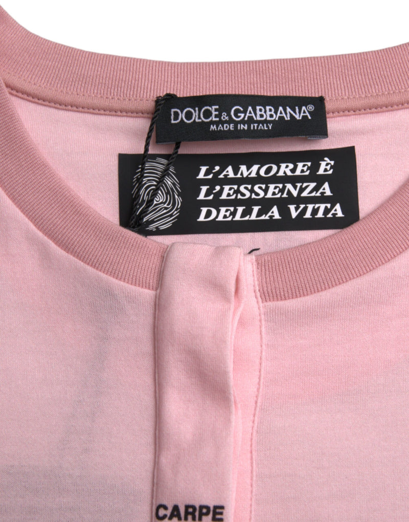 Pink Floral Print Cotton Short Sleeves T-shirt Dolce & Gabbana