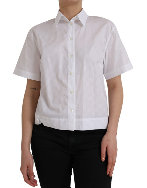 White Collared Short Sleeve Polo Shirt Top Dolce & Gabbana