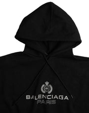 Black Cotton Logo Hooded Pullover Sweatshirt Sweater Balenciaga