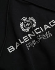 Black Cotton Logo Hooded Pullover Sweatshirt Sweater Balenciaga