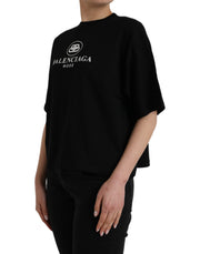 Black Cotton Logo Crew Neck Short Sleeves T-shirt Balenciaga