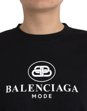 Black Cotton Logo Crew Neck Short Sleeves T-shirt Balenciaga